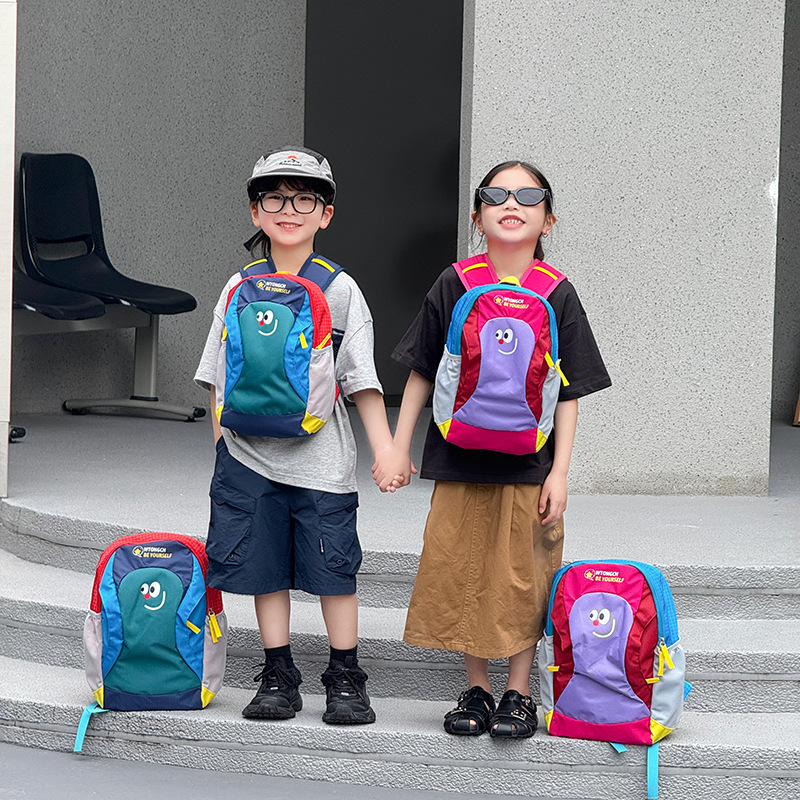 Caricatura encantadora mochila escolar de estilo contraste de color para niños y niñas viajar mochila de viaje de gran capacidad mochila infantil