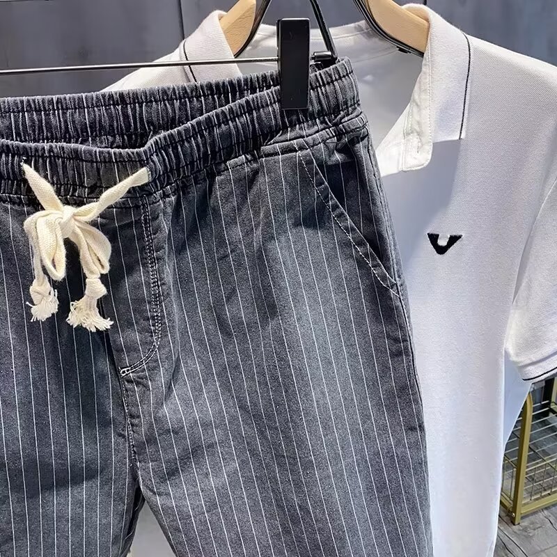 Men's Clothing Unisex Summer Starry Sky Pattern Denim Shorts Thin Ice Silk Straight Loose Fit Five Point Pants For Men_mkmklike.com