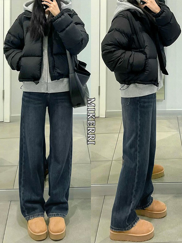 Straight-Leg Retro Autumn Wide-Leg Jeans for Women, Loose and Slimming, Narrow Version for Plus-Size Pear-Shaped Figures, New Style