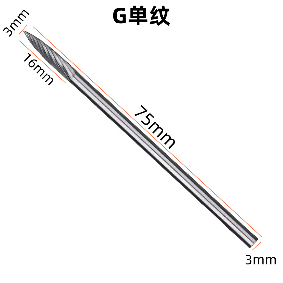 3x3x75mm varilla de extensión de aleación dura archivo rotatorio de acero de tungsteno archivo rotatorio amoladora eléctrica accesorios de pulido Desbarbado