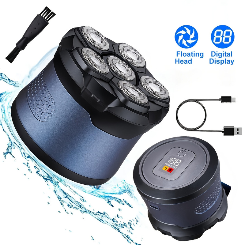 Magnetic Six-Blade Electric Shaver, Dual-Use for Dry and Wet Shaving, Hair Clipper for Shaving Bald Heads, Detachable and Washable Blades Magnetic Six-Blade Electric Shaver, Dual-Use for Dry and Wet Shaving, Hair Clipper for Shaving Bald Heads, Detachable and Washable Blades