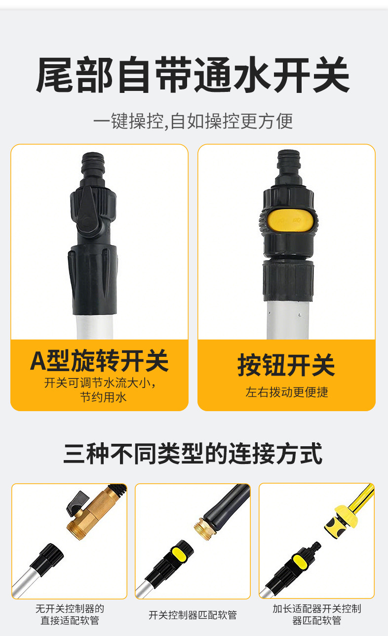 Car Water Brush with Long Handle, Detachable Car Wash Tool, Electric Drill Brush, Car Cleaning Towel, Chenille Gloves, Glass Scraper