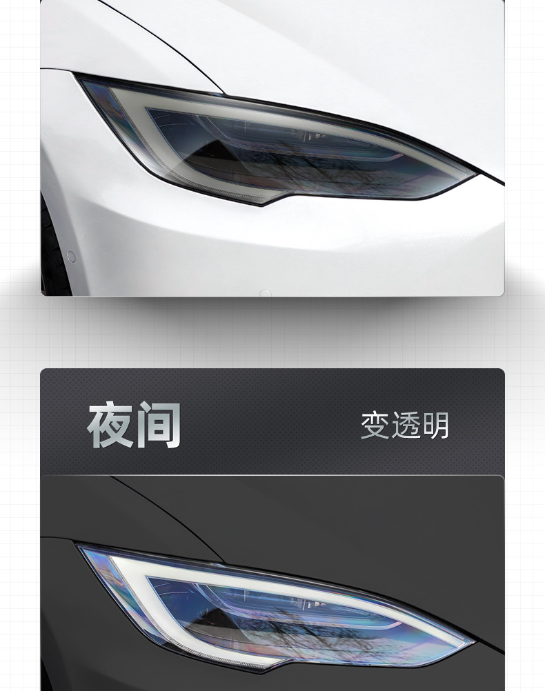 Suitable for Tesla blackened light film Model 3/Y/S/X headlight tail light fog lamp TPU color change film Black Samurai