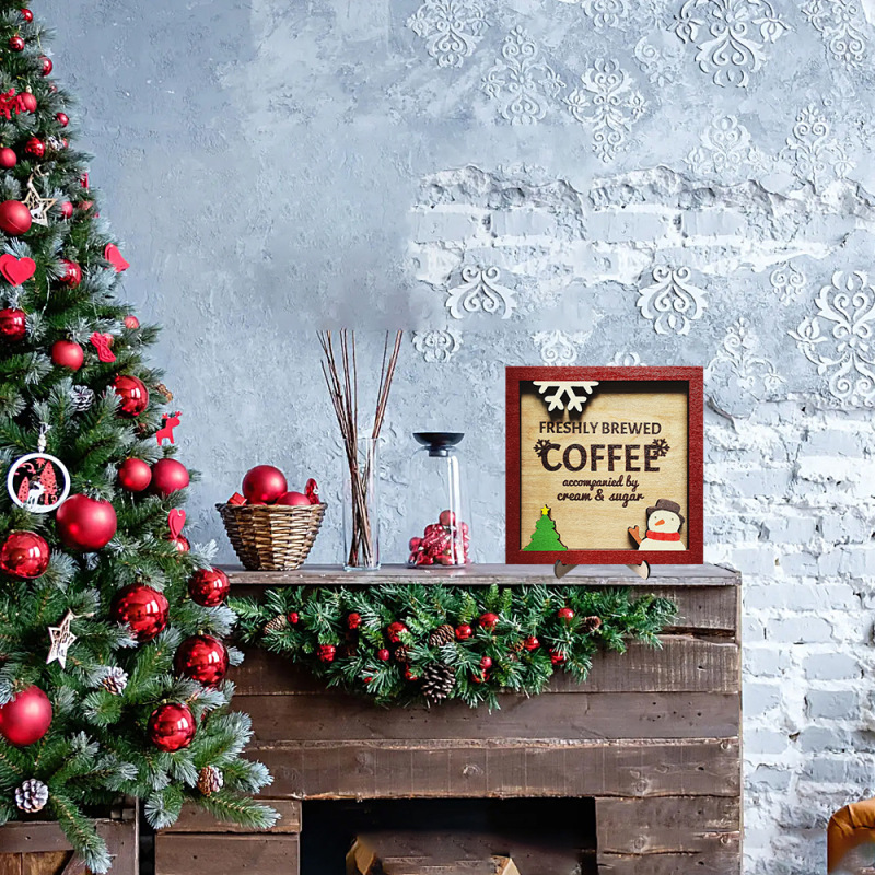 現物クリスマス祝日パーティーの雰囲気配置道具装飾クリスマス木製コーヒーマーク装飾テーブル装飾|undefined