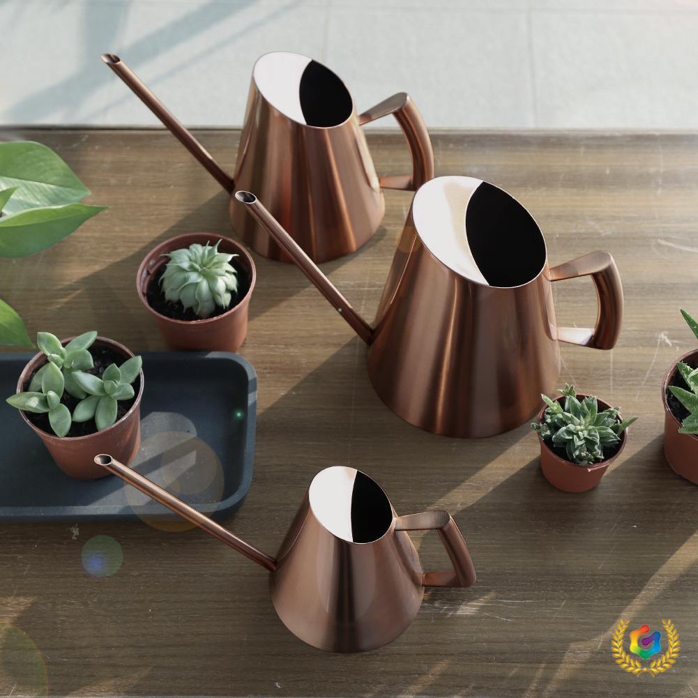 ◈Stainless Steel Long-spout Gold Household Metal Vintage Antique Bronze Conical Gardening Watering Can_voghion.com