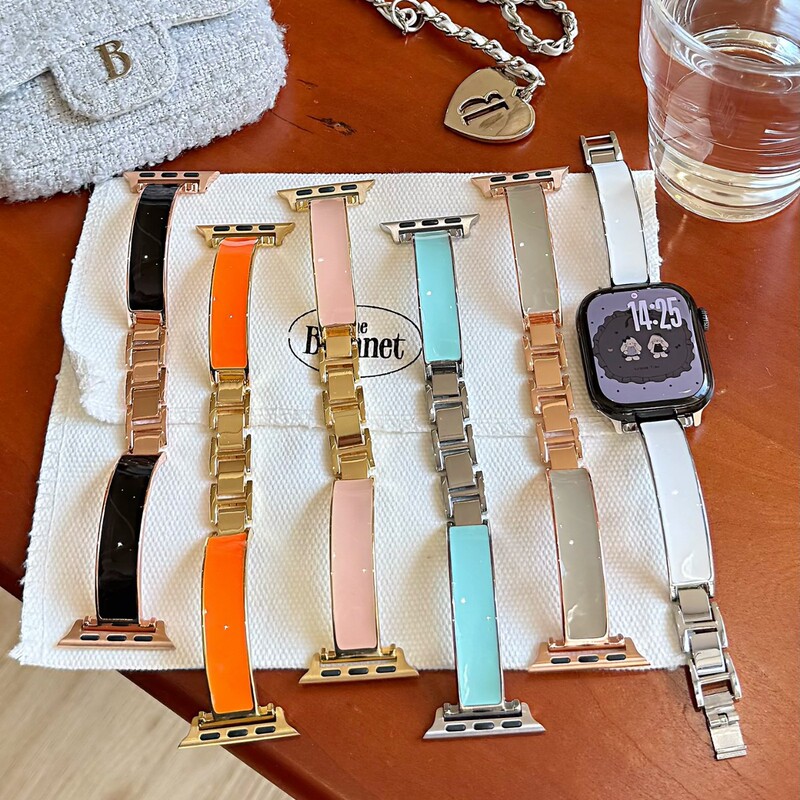 The Resin Bracelet Is Suitable for Apple Watch 11Se Jelly-Colored Metal Watch Band and Is Compatible with Huawei Gt2022Mm
