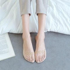 Socks women's invisible lace socks solid color cotton socks shallow mouth garter socks non-falling high heels half-length invisible socks