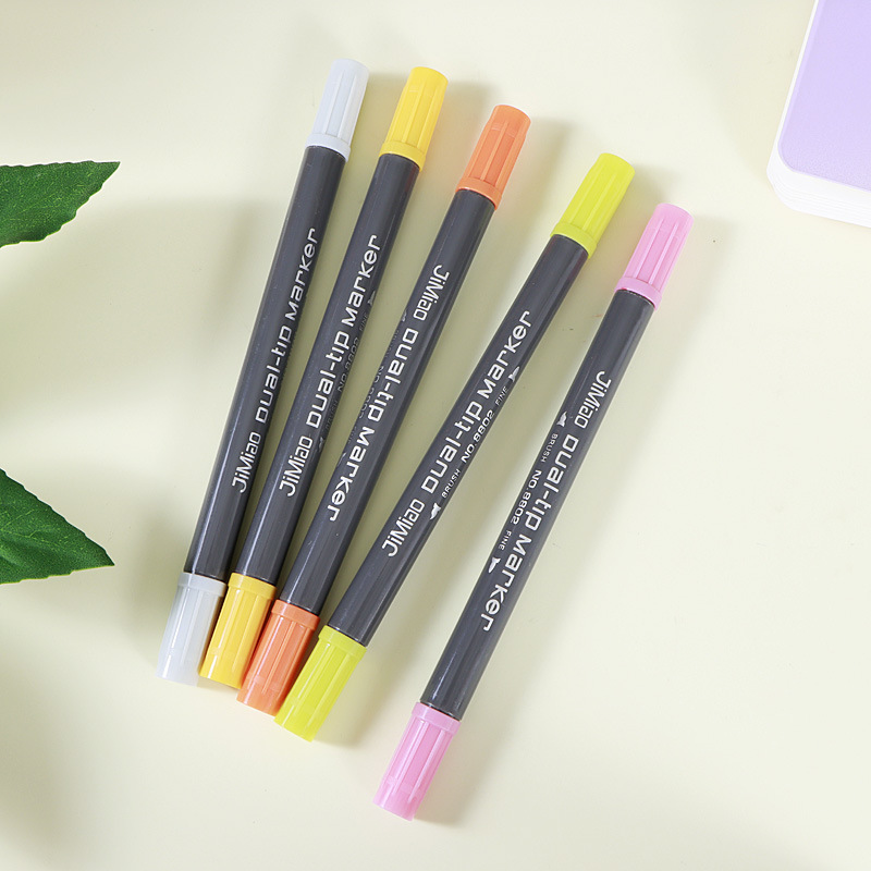 Doble cabeza marcador acuarela pluma marcador de dibujos animados multi-color estudiante aprendizaje pintura graffiti color pluma arte marcador