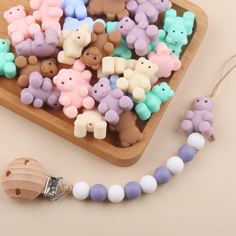 Productos creativos para bebés DIY animación osos de silicona joyería para bebés pezón cadena de dientes molares accesorios de pulsera de goma de diente