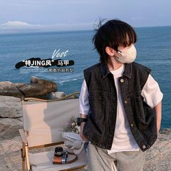 Men's Vest Spring and Autumn Children's Sleeveless Top for Middle Children Denim Vest Stylish Children's Fashion 2024 New Arrival