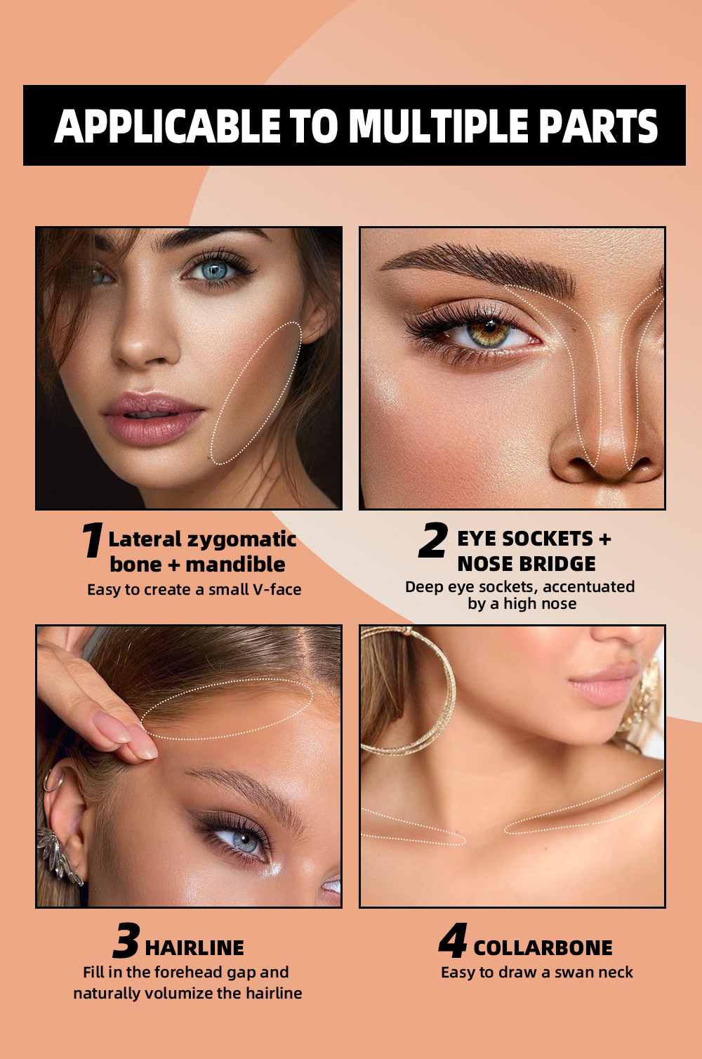 QIBEST cross-border matte contouring powder is not easy to smudge, contour contour powder, shadow and nose shadow powder, facial makeup Item Picture