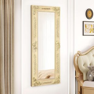 European-Style Wood Full-Body Mirror, Large Fitting Mirror, Girls' Bedroom, Girls' Dormitory, Wall-Mounted Floor-To-Ceiling Mirror, Home Dressing Mirror