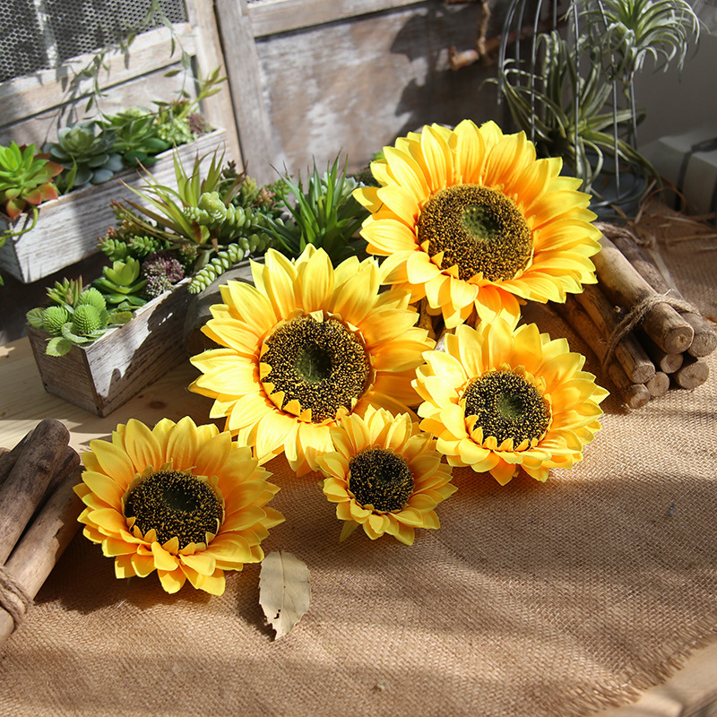 Artificial flower manufacturer sunflower head decoration wedding hand bouquet road guide flower wall plant wall artificial flower MW33221 