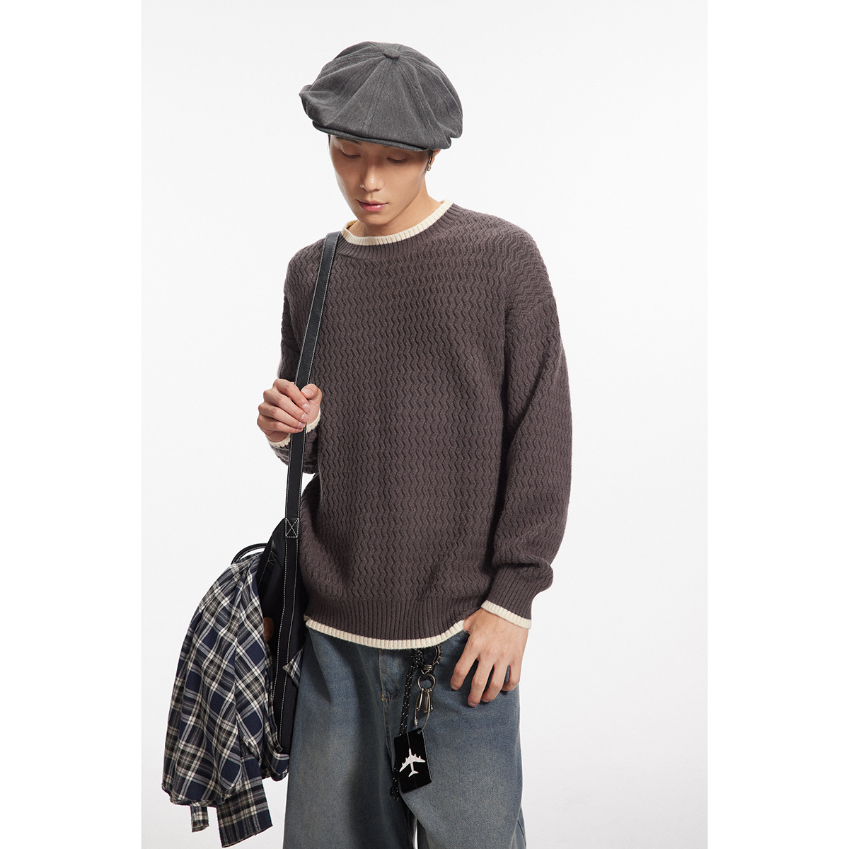 AIKAWASTREE maglione invernale da uomo in lana lavorato a maglia, versatile e ampio, tinta unita M9185_voghion.com