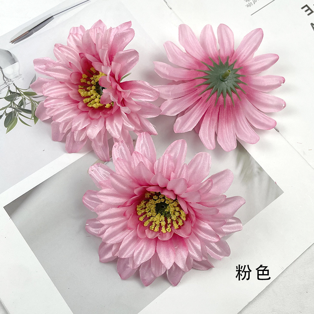 Flores de gerbera brillante DIY pinzas de flores cabeza de flores de fabricación de ropa minoritaria material de decoración de pared