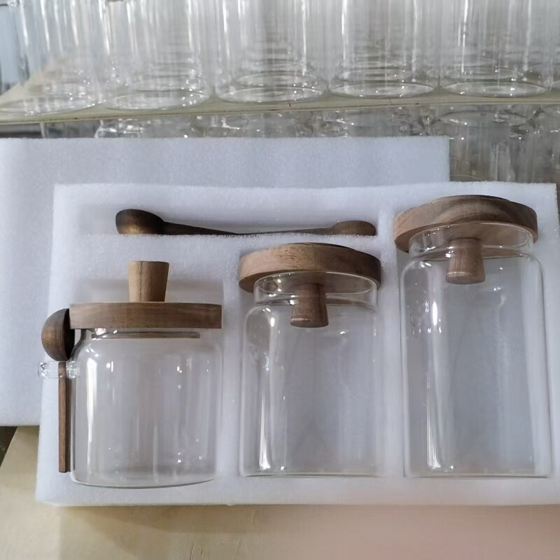 卸売大容量ガラス密封瓶高ホウケイ酸ガラスコーヒー保存瓶キッチン蓋とスプーン保存瓶|undefined