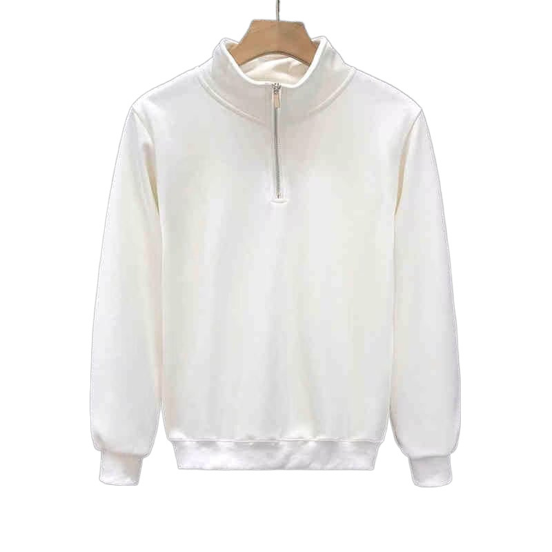 Trendy Brand Hong Kong Style Solid Color Long-sleeved Shirt Men's Fashion American Retro Loose Half-zipper Sweater_viptrois.com