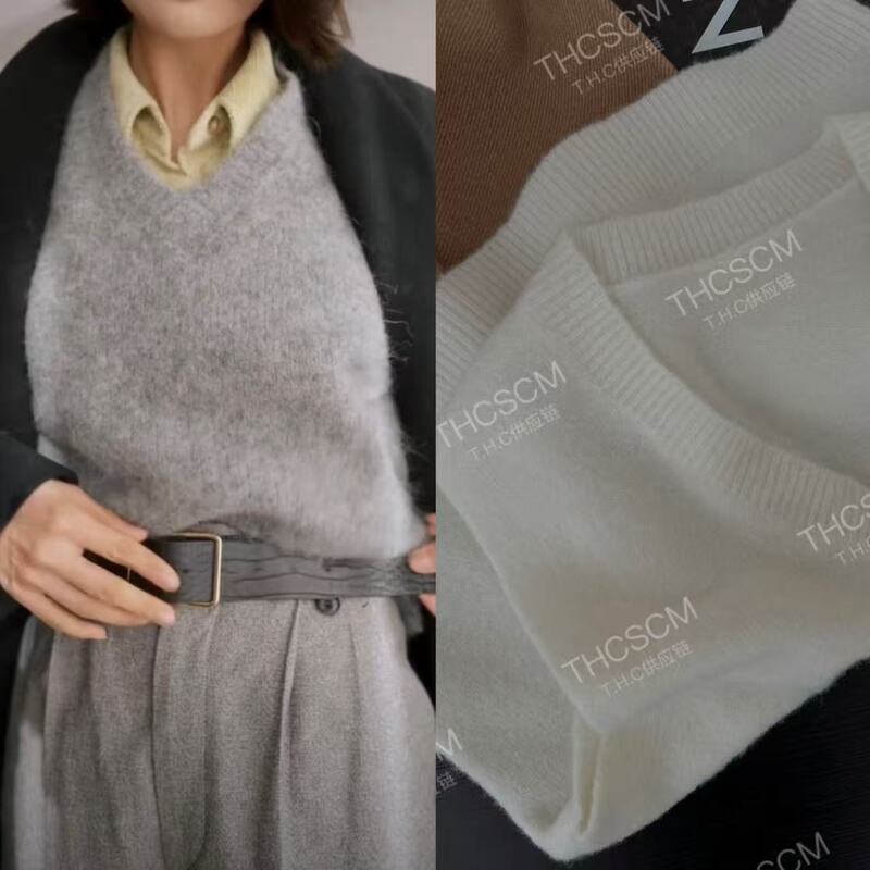 Yuran 26 Early Spring New Style Layered Wear Fr Warm and Skin-Friendly Yak Wool Floral Yarn V-Neck Knitted Vest