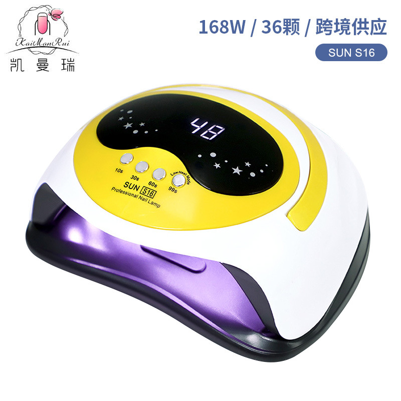 Nueva lámpara de manicura 168w máquina de fototerapia de alta potencia de secado rápido portátil inteligente lámpara de cocción de manicura de inducción transfronteriza