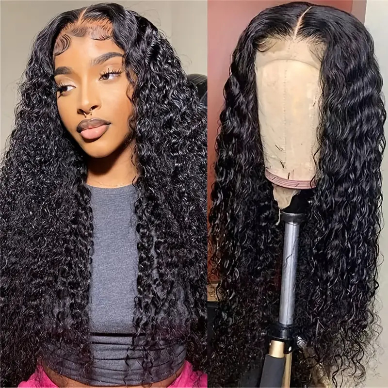 Front Lace Wig from Europe and America, front lace wig, women's center split small curly long curly hair, fluffy and natural full head cover