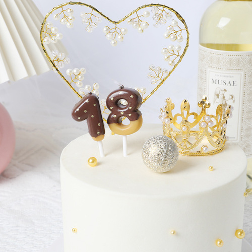 ins baby first birthday cute strawberry chocolate digital candle adult children cake decoration plug-in