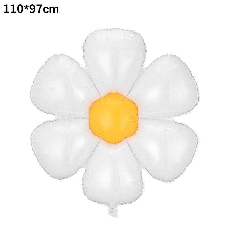Globos de aluminio con diseño de margaritas blancas estilo Instagram, accesorios fotográficos mate, decoración de cumpleaños, girasoles, arreglo para el 1 de mayo y el 1 de junio.