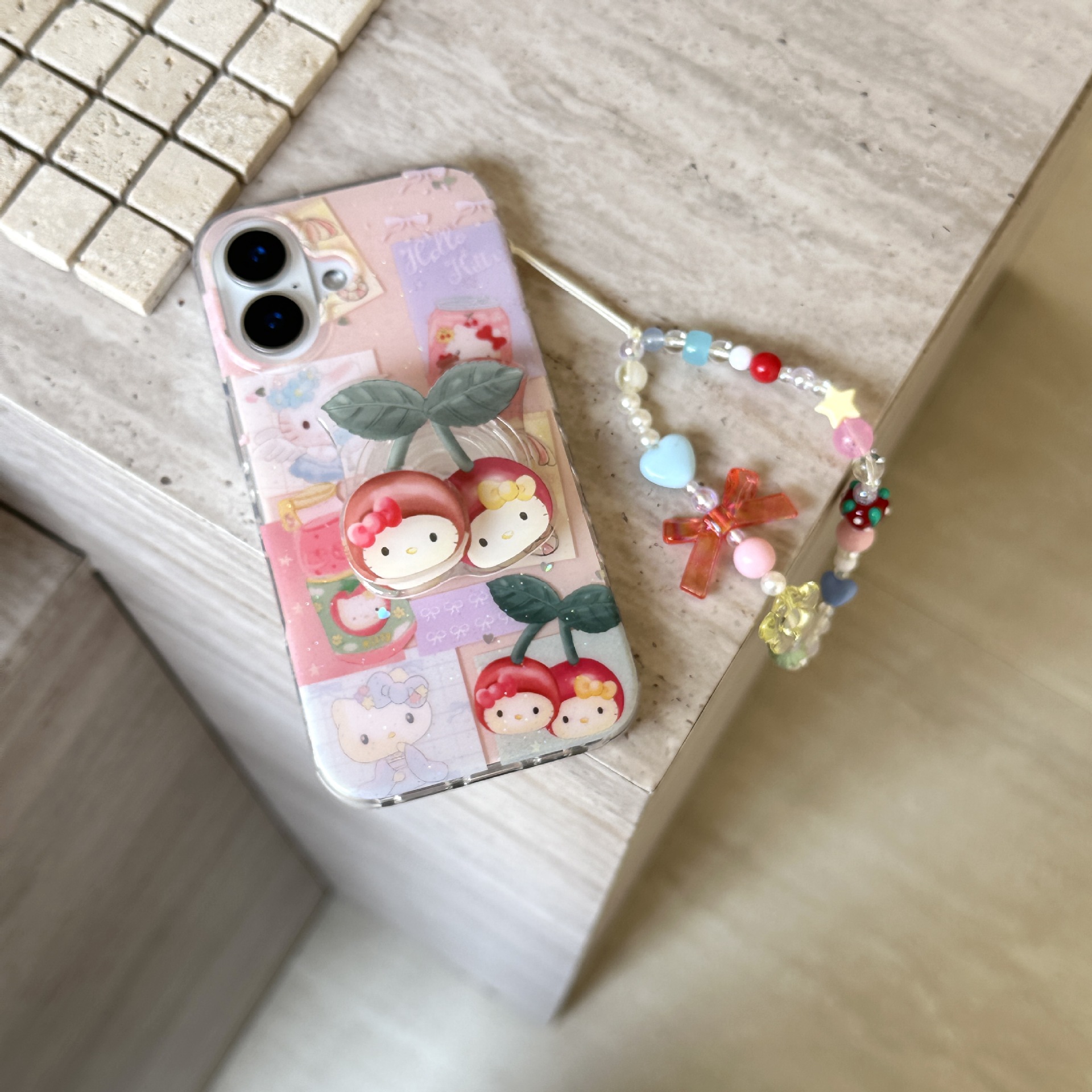 Linda cereza a cuadros con costuras para Apple 16ProMax funda para teléfono móvil 15/14 nicho 13 femenino 15Pro nuevo 16