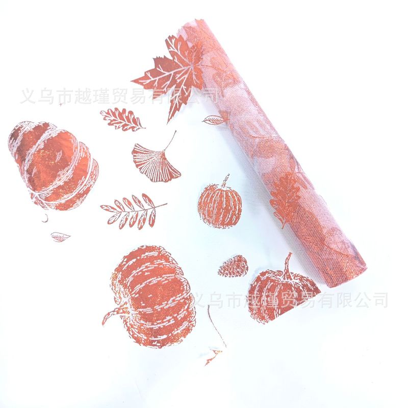 亚马逊跨境新品万圣节烫金桌旗感恩节南瓜枫叶秋色餐桌装饰桌旗|undefined