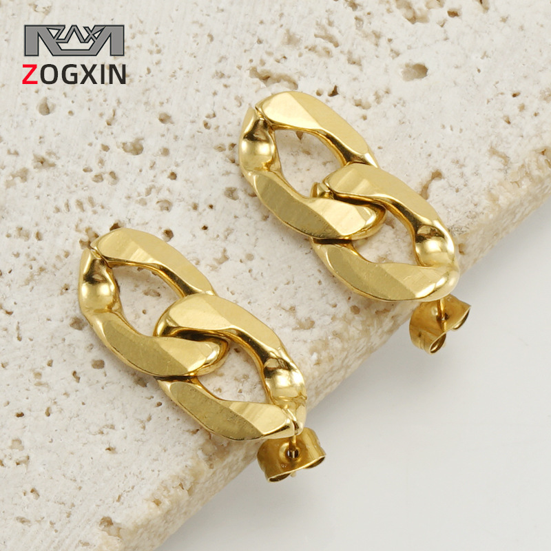 Transfronterizo europeo y americano nuevo irregular galvanoplastia 18K oro titanio acero pendientes de moda nicho ins8 pendientes