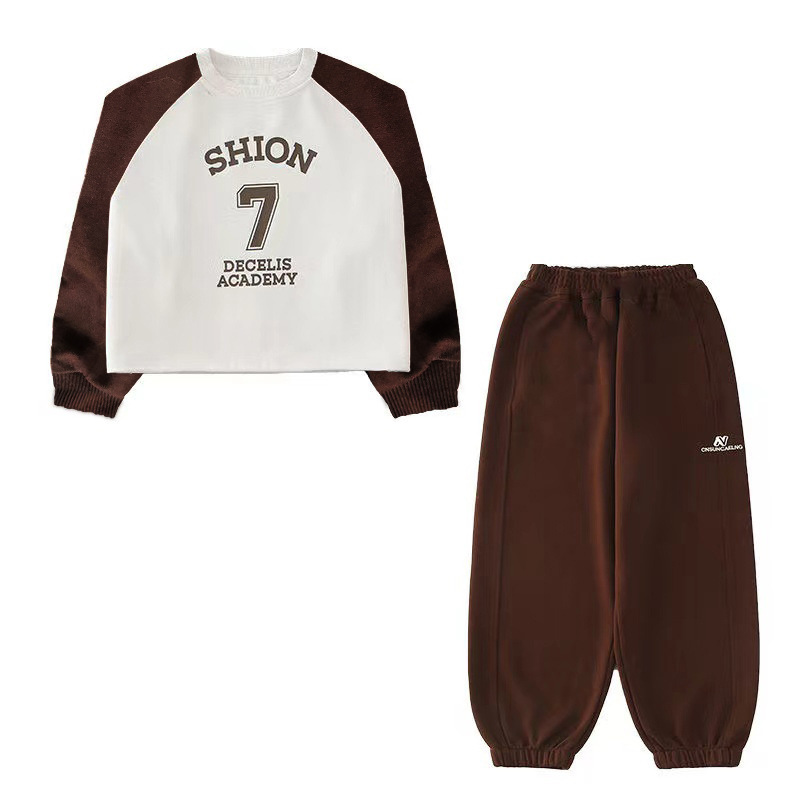 Felpa con cappuccio per ragazze 2024 Autunno Nuovo Medio e Grande Stile Occidentale Tempo Libero Sport Manica Lunga Bambini Due Pezzi Set_voghion.com