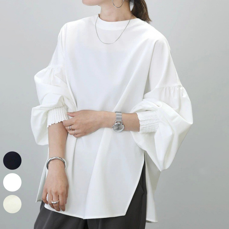 Japanese Summer and Autumn Japanese Niche Design Crewneck Loose Elegant All-match Top Long-sleeved Split Shirt Women Japanese Summer and Autumn Japanese Niche Design Crewneck Loose Elegant All-match Top Long-sleeved Split Shirt Women