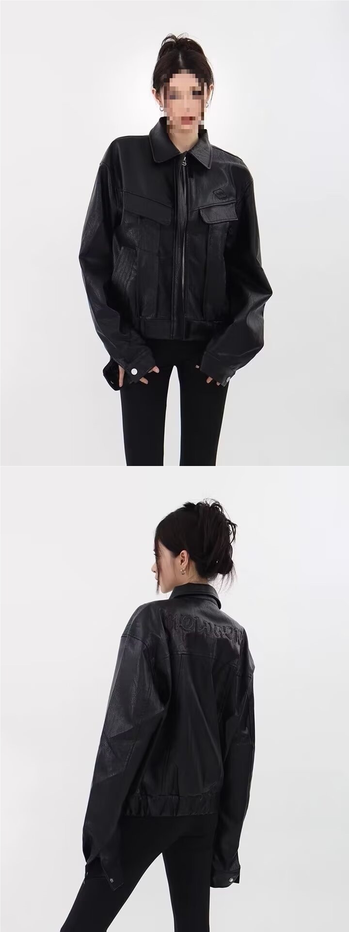 boy Lazy American Retro Short Loose Motorcycle Leather Jacket For Women, Autumn And Winter New High Street Coat_voghion.com