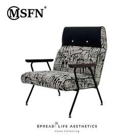 玛斯菲诺现代诧寂风创意布艺休闲沙发椅客厅别墅样板间网红扶手椅