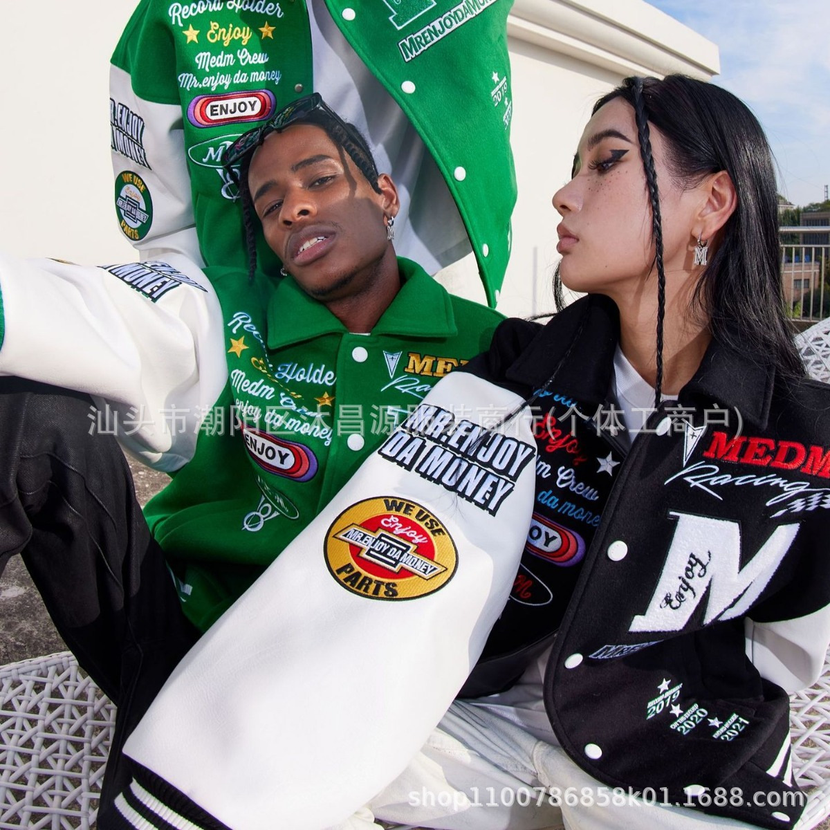 Trendy Personality Street American Style Personality Street Embroidery American Baseball Suit for Men and Women Spring and Autumn Loose Jacket Coat