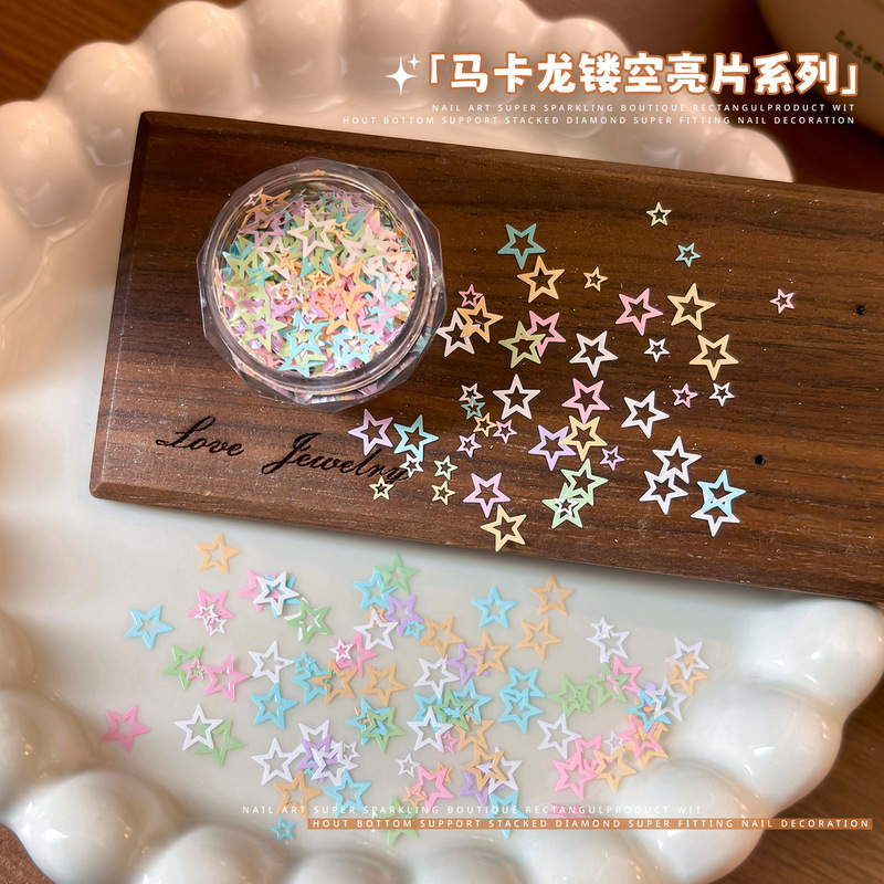 Macaron Star Sequins Nail Art Decorations Dopamine Hollow Flower Pentagram Mixed Ins-Style Nail Decorations Macaron Star Sequins Nail Art Decorations Dopamine Hollow Flower Pentagram Mixed Ins-Style Nail Decorations