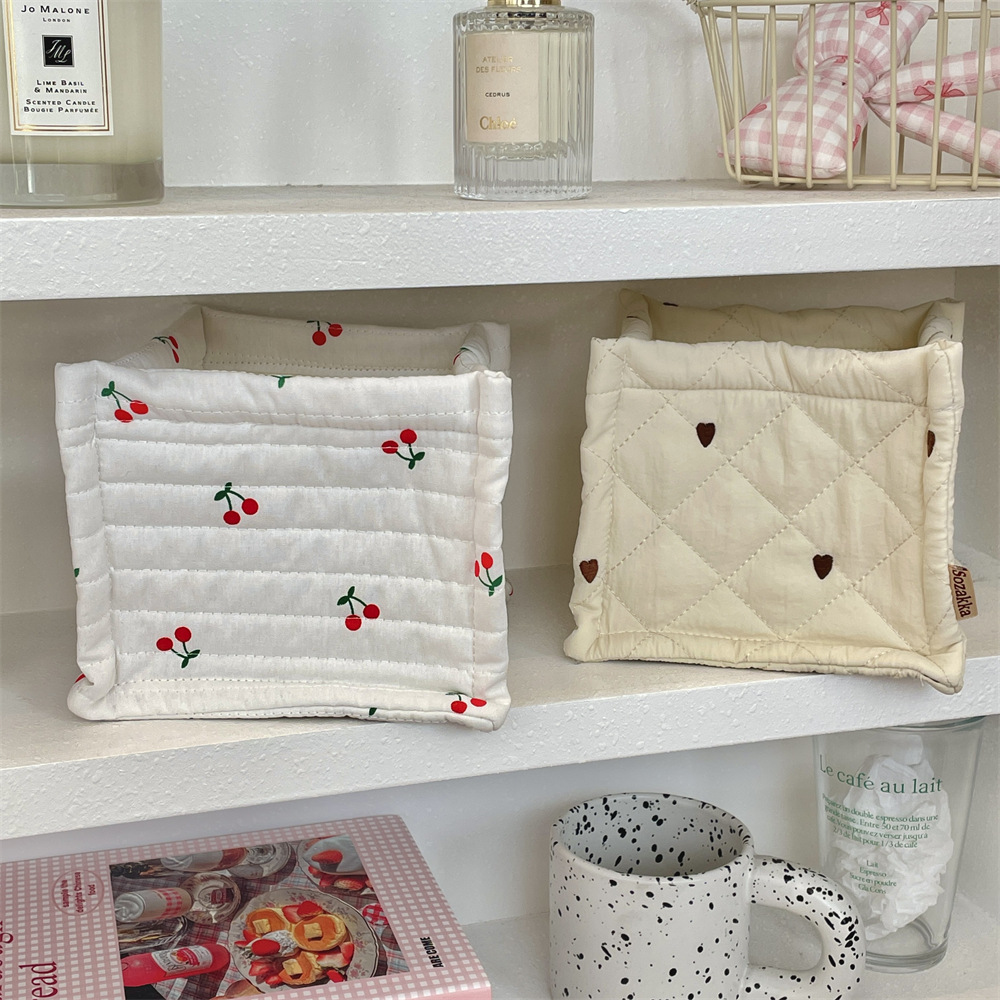 124g Weight Storage Basket Storage & Cleaning 1 Piece Quantity Polyester Material Cherry Pattern Cute Style Cute Cherry Polyester Storage Basket 16