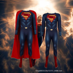 ハロウィンコスプレ衣装スーパーマンマンオブスティールジャンプスーツヒーロークラークケントボディスーツマント