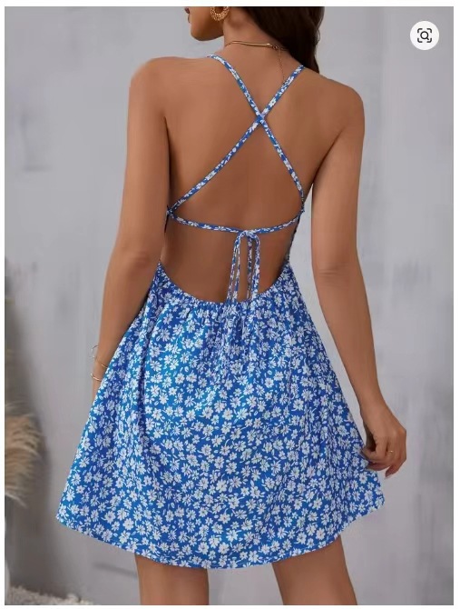 Women's Sexy Backless Floral Print Halter Dress – High Waist Slimming Casual Summer Gown_ecoleips.com