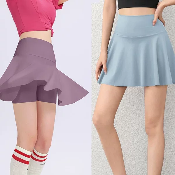 Summer lightweight sports women's anti-exposure high-waisted slimming fitness running versatile casual short skirt wholesale source