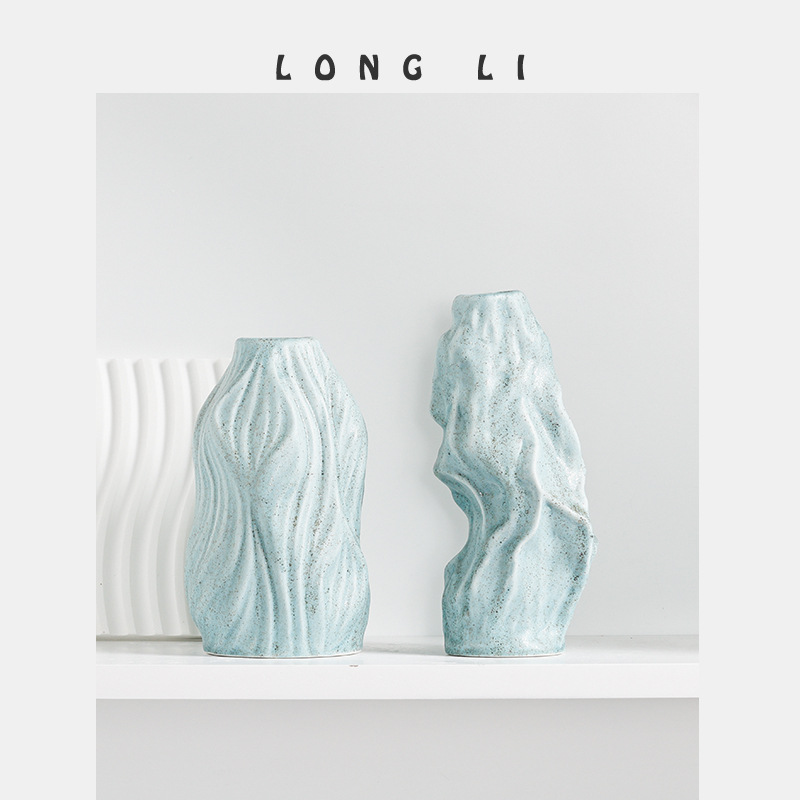 隆利陶瓷花瓶ins侘寂風創意擺件辦公桌家居客廳裝飾插花乾花花器