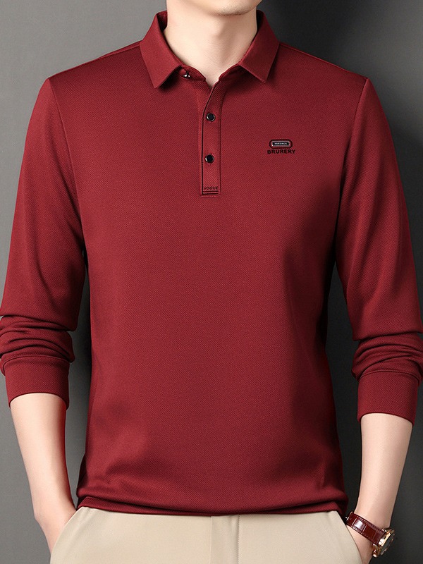 Forrado de vellón engrosada Camiseta de manga larga de los hombres jóvenes y de mediana edad de la solapa caliente camiseta superior nueva camisa de polo de los hombres ocasionales