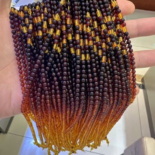 Natural Beeswax Rainbow Chain Amber Necklace with Chain Millet Beads DIY Accessories Round Beads 4mm with Chain Manufacturer Wholesale