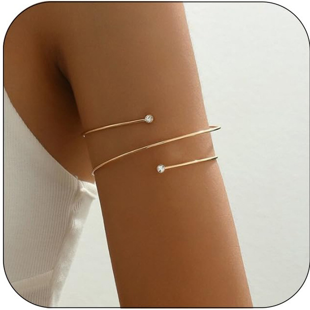 European and American New Alloy Upper Arm Cuff Pearl Bracelet, Simple, Cool, Stylish, Versatile Fashion Jewelry for Women
