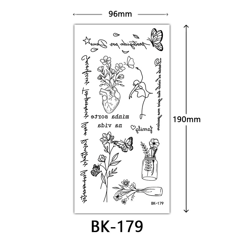 Tatuaje Temporal de Flores Boceto de Papel de Transferencia al Agua, Impresión por Transferencia de Agua, para Cuerpo image 185