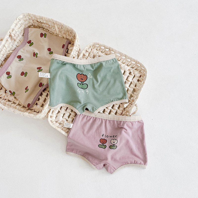Children's underwear Tulip cotton boxer baby underwear children's boxer shorts without PP girls' underwear wholesale