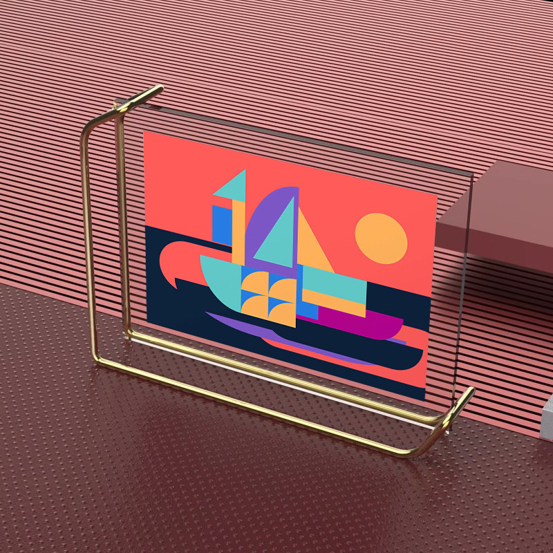 Creative and Simple L-Shaped Metal Photo Frame Stand 6/ 8inch Horizontal and Vertical Desktop Decoration Table Acrylic Transparent Empty Frame