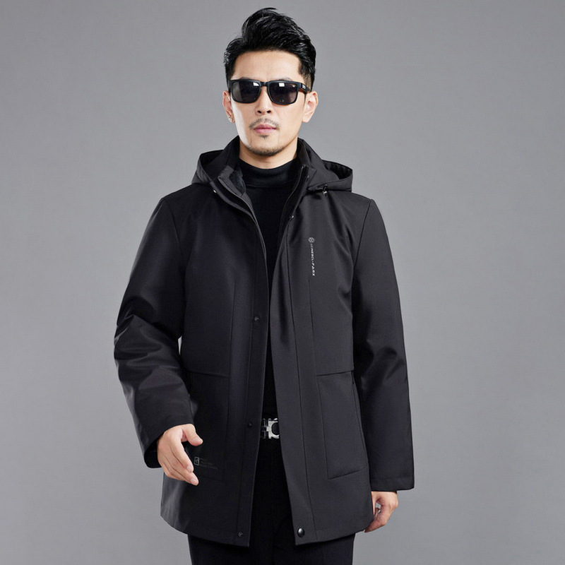 Brand Men's Cold-Proof down Jacket 2025 Thick New Casual Warm Rabbit Fur Middle-Aged Dad No-Iron Hooded Jacket