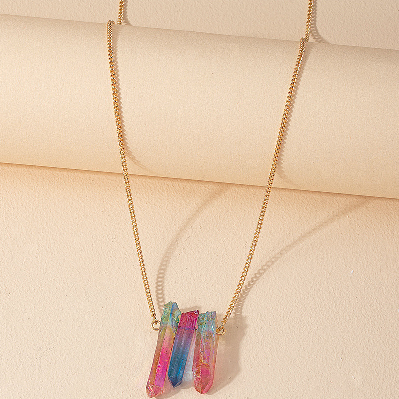 Simple Colorful Crystal Stone Pendant Necklace display picture 1