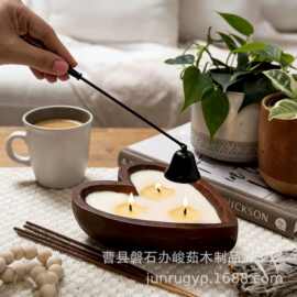跨境木质蜡烛碗心形情人节装饰蜡烛架氛围香薰蜡烛容器精油灯烛台