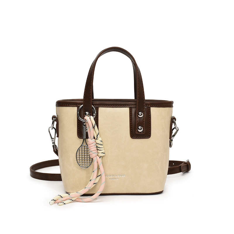 Bolso de mano de alta gama de nicho para mujer 2025 nuevo bolso de hombro de todo fósforo de color en contraste bolso de cubo de mensajero súper caliente de moda